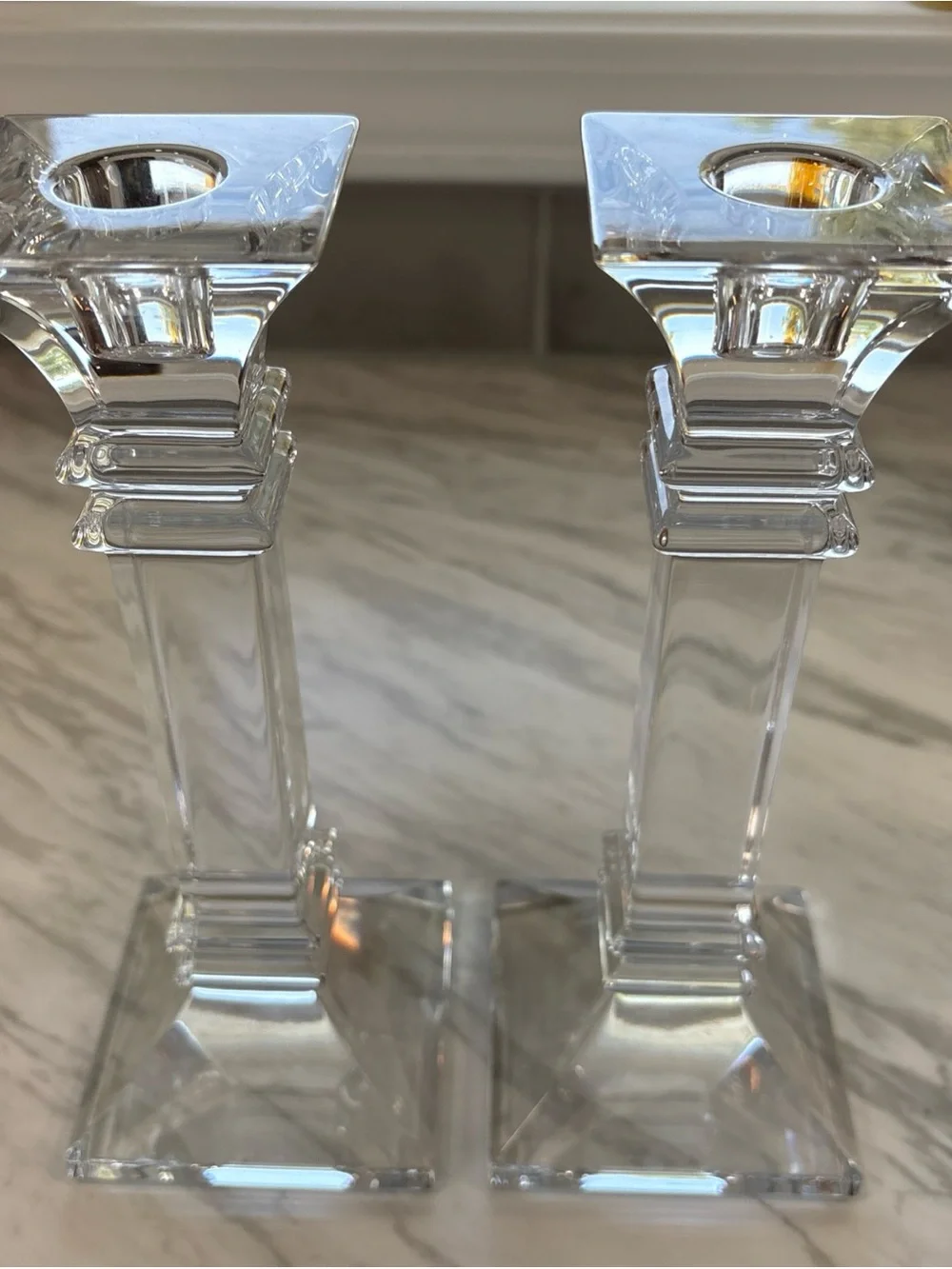 Vintage Waterford Marquis Crystal Treviso Candlestick Holders 8.25 tall